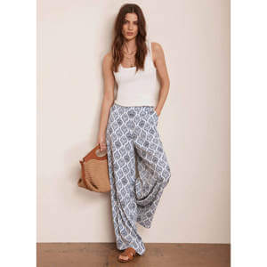 Mint Velvet Blue Geometric Print Wide Trousers